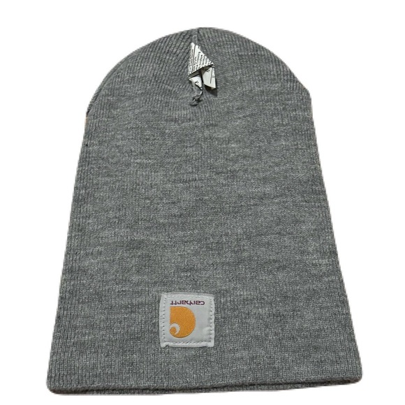 Carhartt Knit Men's Cuffed Hat One-Size Warm Beanie Light Grey Hipster Fisherman - Picture 5 of 6